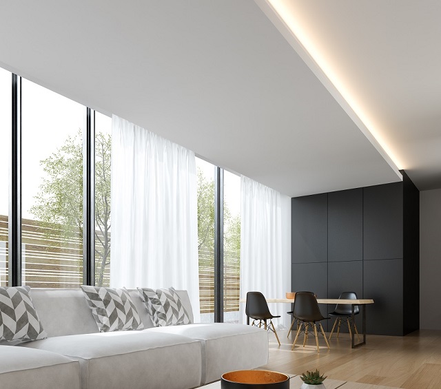 interior of modern living room with sofa and furniture 3d rendering